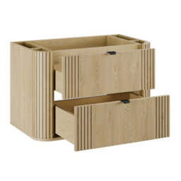 Heze Furniture Ovalia Rounded 2 Drawer Bathroom Cabinet 80Cm Vanity Unit With Basin - Cremona Oak - thumbnail 3
