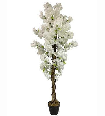 Leaf 150Cm Artificial White Cherry Blossom Tree - image 1