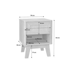Sweeek - Bedside Table With Drawer And Niche Wood Effect And Cane  Mani Natural 39X39X49 Cm - thumbnail 6