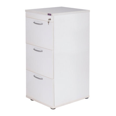 RB UK Nautilus Designs 3 Drawer Filing Cabinet Office File Cabinet A4 Letter Size White