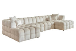 My Furniture Berlin U-Shaped Corner Sofa - Large 370 Cm X 165 Cm X 71 Cm - Light Taupe Chenille. - thumbnail 3