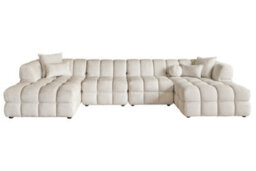 My Furniture Berlin U-Shaped Corner Sofa - Large 370 Cm X 165 Cm X 71 Cm - Light Taupe Chenille.