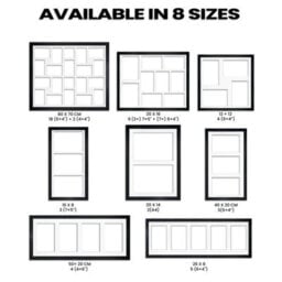 AK Frames 50X20Cm Black Modern Multi Photo Frame With Mid Grey Mount - Holds 4 Apertures (4X) 6X4 Photos - thumbnail 8