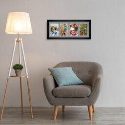 AK Frames 50X20Cm Black Modern Multi Photo Frame With Mid Grey Mount - Holds 4 Apertures (4X) 6X4 Photos - thumbnail 3