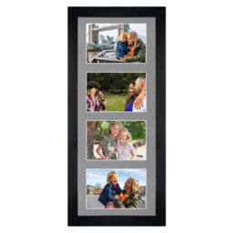 AK Frames 50X20Cm Black Modern Multi Photo Frame With Mid Grey Mount - Holds 4 Apertures (4X) 6X4 Photos - thumbnail 1