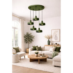 Luminosa Lighting Luminosa Velyo Cluster Pendant Ceiling Light Green 5X E27 - thumbnail 3