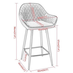 Ergonomic Bar Stool Modern Black Faux Leather Dining Chair - thumbnail 2