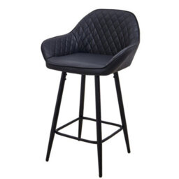 Ergonomic Bar Stool Modern Black Faux Leather Dining Chair - thumbnail 6