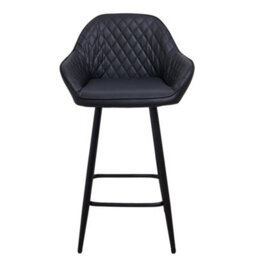 Ergonomic Bar Stool Modern Black Faux Leather Dining Chair - thumbnail 5