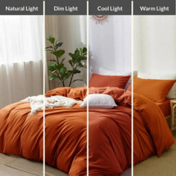 Ameha Plain Dyed Duvet Cover Complete Set With Matching Fitted Sheet & Pillowcase Microfiber Double Rust - thumbnail 9