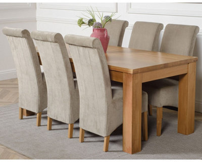 That's Furniture Dakota 182 X 92 Cm Chunky Oak Large Dining Table And 6 Chairs Dining Set With Montana Grey Fabric Chairs - image 1