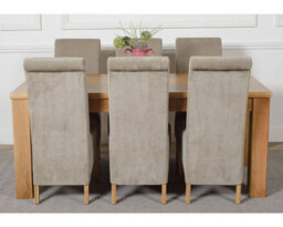 That's Furniture Dakota 182 X 92 Cm Chunky Oak Large Dining Table And 6 Chairs Dining Set With Montana Grey Fabric Chairs - thumbnail 2