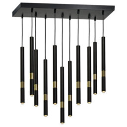 Milagro Monza Designer Black Pendant Lamp (11Xg9) High Quality Hand Made From Matt Black Alloy With Luxurious Gold Detail - thumbnail 7