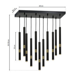 Milagro Monza Designer Black Pendant Lamp (11Xg9) High Quality Hand Made From Matt Black Alloy With Luxurious Gold Detail - thumbnail 6