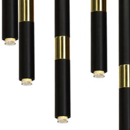 Milagro Monza Designer Black Pendant Lamp (11Xg9) High Quality Hand Made From Matt Black Alloy With Luxurious Gold Detail - thumbnail 3