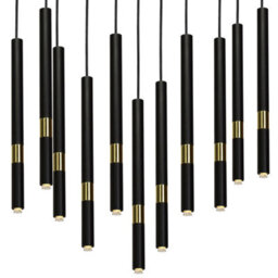 Milagro Monza Designer Black Pendant Lamp (11Xg9) High Quality Hand Made From Matt Black Alloy With Luxurious Gold Detail - thumbnail 2