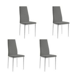 Home Detail Sona Faux Leather Dining Chair Set Of 4, Grey With Silver Legs