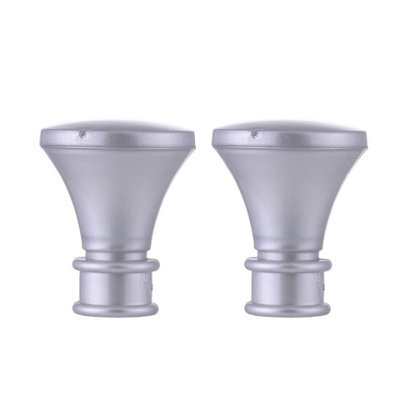 Lister Cartwright 19mm Curtain Pole Ends Finials Pack Of 2 Adjustable Screws Available In Colours Matt Silver (Plastic Bell Finials)
