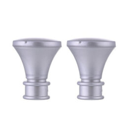 Lister Cartwright 19mm Curtain Pole Ends Finials Pack Of 2 Adjustable Screws Available In Colours Matt Silver (Plastic Bell Finials)