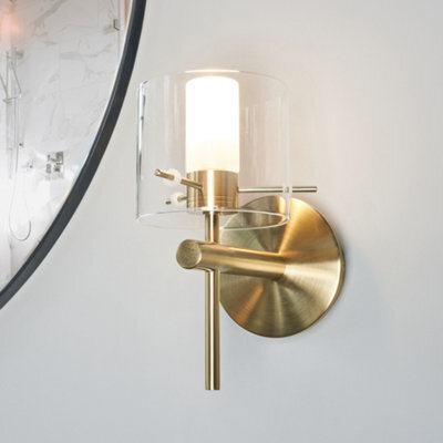 Spa Gene Satin Brass Effect Wired Led Wall Light - image 1