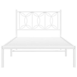 Berkfield Metal Bed Frame Without Mattress With Headboard White 107X203Cm - thumbnail 4