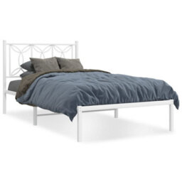 Berkfield Metal Bed Frame Without Mattress With Headboard White 107X203Cm - thumbnail 2
