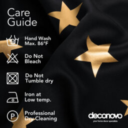 Deconovo Blackout Curtains, Bedroom Curtains, Gold Star Foil Printed Eyelet Curtains, W46 X L90 Inch, Black, 1 Pair - thumbnail 6