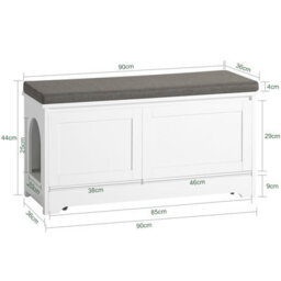 Sobuy Fsr136-W,cat House Shoe Bench Shoe Cabinet With 3 Built-In Cat Bowls,white,w90Xd35Xh48 - thumbnail 3