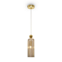 Luminosa Lighting Luminosa Antic Modern Slim Pendant Ceiling Light Gold, Glass Cognac Shade - thumbnail 1
