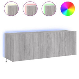 Berkfield Durable Tv Wall Cabinets With Led Lights 2 Pcs Grey Sonoma 60X35X41 Cm - thumbnail 1