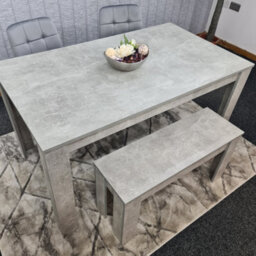Kosy Koala Grey Kitchen Dining Table, 2 Grey Tufted Velvet Chairs And 1 Bench Dining Set - thumbnail 3