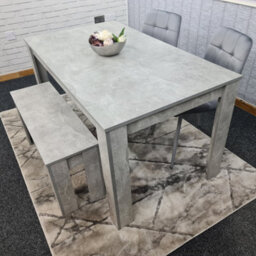 Kosy Koala Grey Kitchen Dining Table, 2 Grey Tufted Velvet Chairs And 1 Bench Dining Set - thumbnail 4