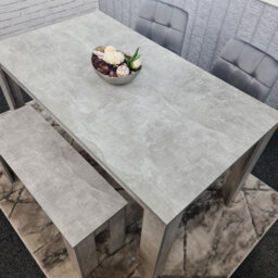 Kosy Koala Grey Kitchen Dining Table, 2 Grey Tufted Velvet Chairs And 1 Bench Dining Set - thumbnail 7