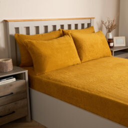OHS Teddy Fleece Pillowcase Cover Bedding Set 4 X Thermal, 50 X 75Cm -  Ochre - thumbnail 1