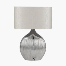 Pacific Lifestyle Silver Ribbed Ceramic Table Lamp For Living Room - thumbnail 3