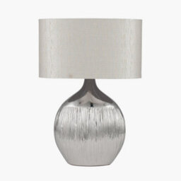Pacific Lifestyle Silver Ribbed Ceramic Table Lamp For Living Room - thumbnail 2