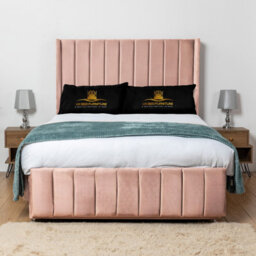 UKBEDFURNITURE Arizona Pink Plush Wingback Divan Bed With 2 Foot End Drawers & 54 Inch Headboard - thumbnail 2
