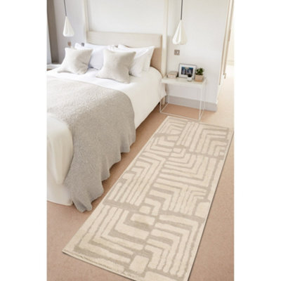 Melrose Ava Abstract Illusion Design Cream Beige Indoor Area Rug 080/200Cm - image 1