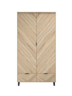 LPD Stockholm Chevron 2 Door Wardrobe - Engineered Wood - L58 X W100 X H190 Cm - Sonoma Oak/black Matte - image 1