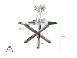 Furniturebox Uk Vogue Round Dining Table And 4 Navy Pesaro Silver Leg Chairs - thumbnail 6