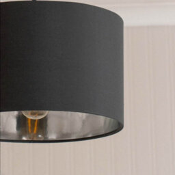 Valuelights Reni Black & Silver Inner Drum Ceiling Lamp Shade And Bulb (D)25Cm - thumbnail 4