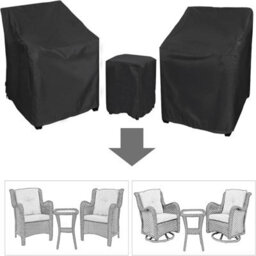 Protective Covers For Patio Furniture, Set Of 3 Waterproof Tavern Chair Covers, Black - thumbnail 3