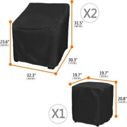 Protective Covers For Patio Furniture, Set Of 3 Waterproof Tavern Chair Covers, Black - thumbnail 4
