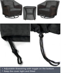 Protective Covers For Patio Furniture, Set Of 3 Waterproof Tavern Chair Covers, Black - thumbnail 6