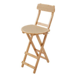 Living And Home Bamboo Folding Bar Stool Counter Height Dining Chair With Backrest And Footrest - thumbnail 3