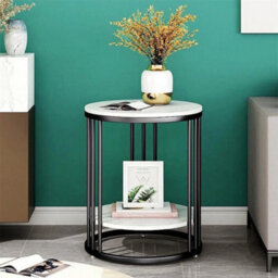 Round Marble Side End Table, Coffee Bedside Table - thumbnail 3