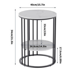 Round Marble Side End Table, Coffee Bedside Table - thumbnail 2