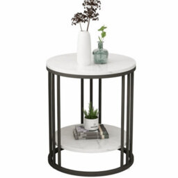 Round Marble Side End Table, Coffee Bedside Table - thumbnail 1