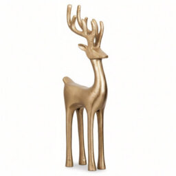 Geezy Gold Reindeer Statue Christmas Standing Deer Ornament Xmas Mantle Figurine Decor - thumbnail 1