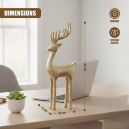 Geezy Gold Reindeer Statue Christmas Standing Deer Ornament Xmas Mantle Figurine Decor - thumbnail 5